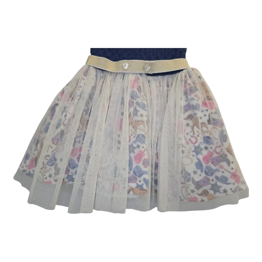 Sweet Heart Rose Toddler 3T Dress Blue With Horses And Boots Cowgirl